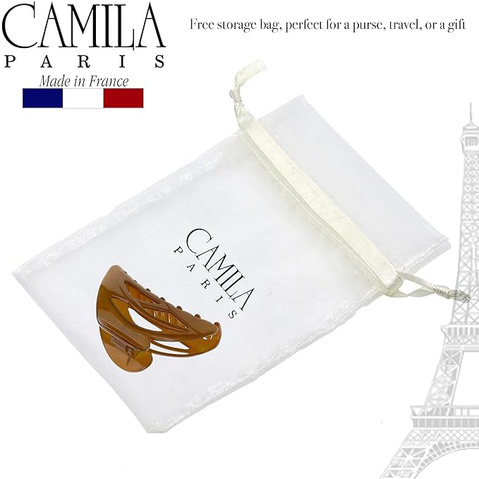 Camila Paris CP3430 French Hair Clip for Women, Large Dolphin Caramel, Girls Hair Claw Clips Jaw Fashion Durable and Styling Hair Accessories for Women, Strong Hold No Slip Grip Made in France