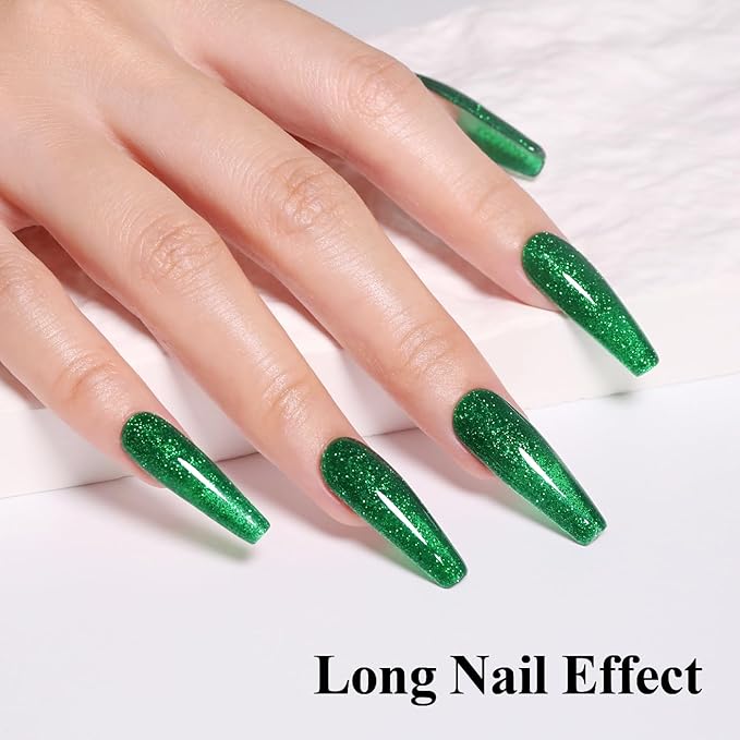 10ml Hema Free Glitter Gel Nail Polish Soak Off Long Lasting Christmas Green Gel Polish Salon DIY at Home Gift for Women 1Pcs