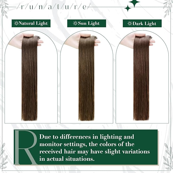 RUNATURE Real Hair Extensions Clip in Human Hair, Brown Clip in Hair Extensions for Women, Double Weft Straight Remy Extensions for Thin Hair 20 Inch 50g 3pcs #4 Medium Brown