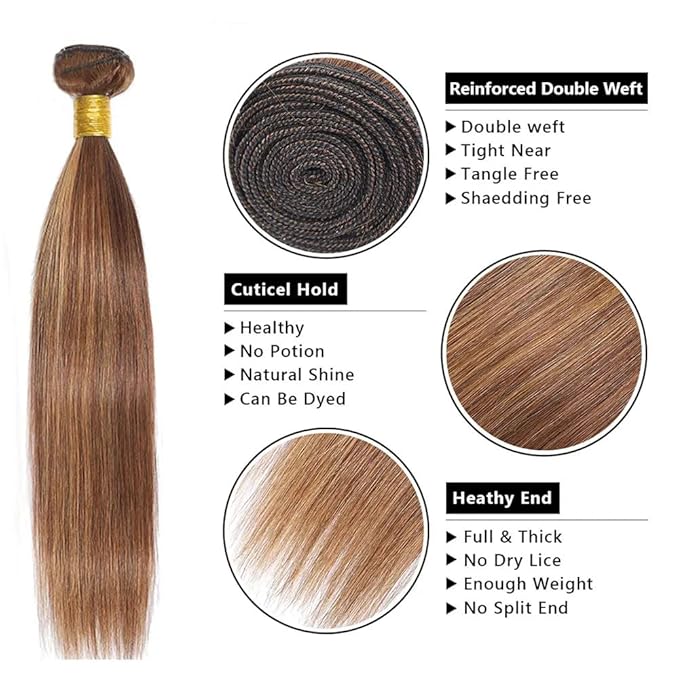 P427 Bundles Human Hair Blonde Straight Bundle 18 20 22 Inch Brazilian Virgin Hair 3 Bundles Highlight Bundle Hair Weave
