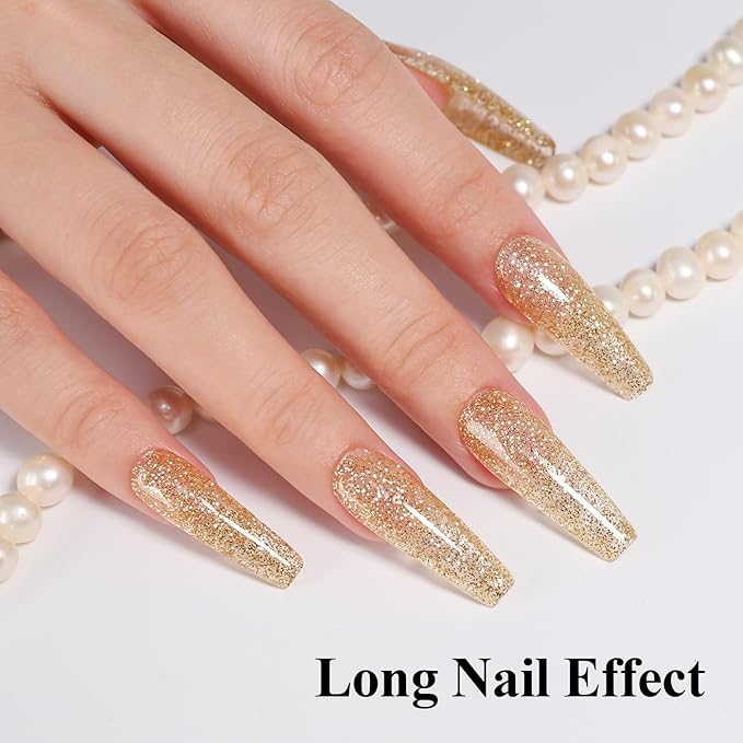 10ml Hema Free Glitter Gel Nail Polish Soak Off Long Lasting Christmas Gold Gel Polish Salon DIY at Home Gift for Women 1Pcs