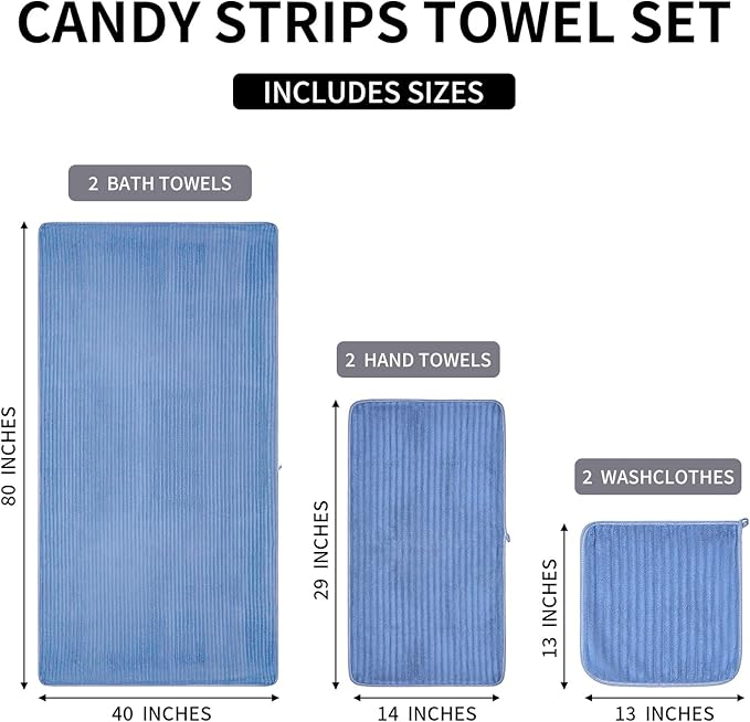 Extra Large Bath Towel Set of 6 (40"x80"),Oversized Bath Sheet Super Soft Highly Absorbent Microfibers Quick Dry Luxury Shower Towel for Bathroom Spa Gym Hotel Yoga(Blue, 6Piece)