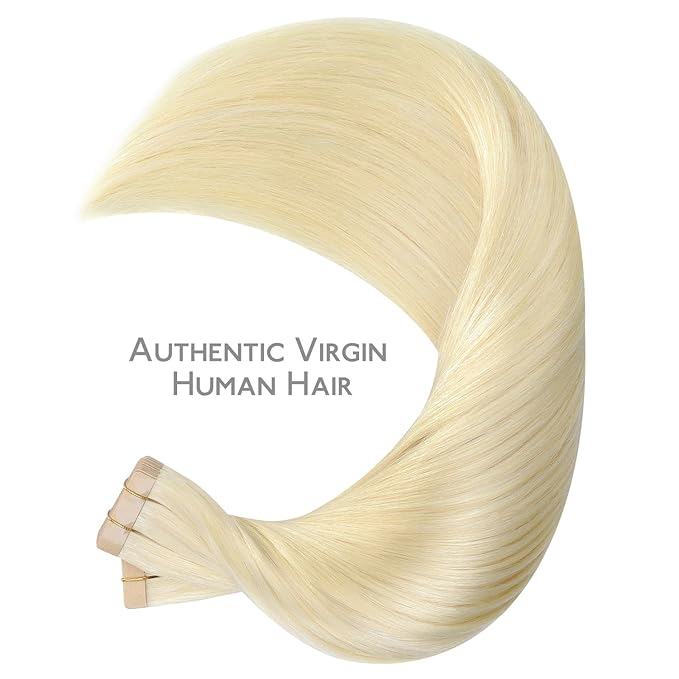 Wennalife Tape in Hair Extensions Human Hair,40pcs 100g 22 inch Bleach Blonde Hair Extensions Real Human Hair Straight Tape in Extensions Invisible Human Hair Extensions Reusable Real Hair Extensions