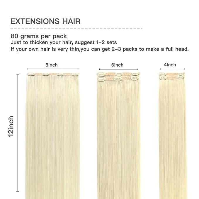 blonde clip in extensions human hair 12 Inch 80g 5pcs Platinum Blonde Remy Clip in Hair Extensions Double Weft Clip in Hair Extensions Real Human Hair