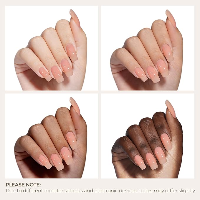 AILLSA Nude Gel Polish Light Natural Jelly Gel Nail Polish Sheer Neutral Color Translucent Gel Polish Skin Tone Soak Off U V Gel for Nail Art French Manicure at Home 0.51 Fl Oz /GB56