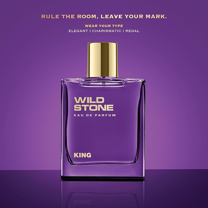 Wild Stone King Perfume for Men| Luxury Eau De Parfum | Long-Lasting Fragrance | Premium Perfume for Men l Infused with Woody & Oriental Notes 100 ml 3.4 Fl oz | Vegan | Clean Ingredients