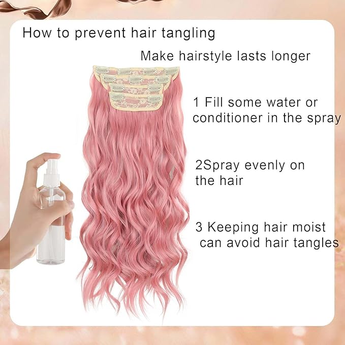 20 Inch Clip in Hair Extensions 4PCS Long Wavy Curly Hair Extensions Thick Hairpieces for Women Synthetic Hair Extension Clip ins Double Weft Hairpieces Full Head for Women (312#, 20INCH)