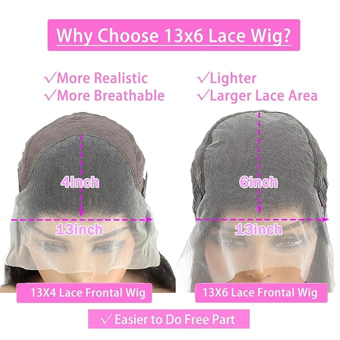 40 Inch Wig Human Hair 180% Density 13x6 Deep Wave Lace Front Wigs Human Hair HD Lace Frontal Curly Wigs Pre Plucked, Real Human Hair No Synthetic Blend No Tangle No Shedding Triple Lifespan 3X