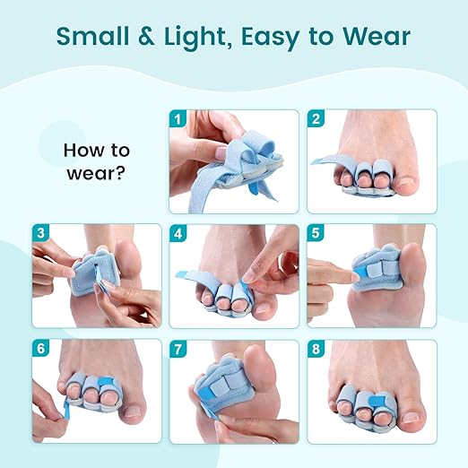 Hammer Toe Straightener Corrector Splint Brace for Women fit 2nd 3rd and 4th Toes - (M-Blue) - 1 Pair