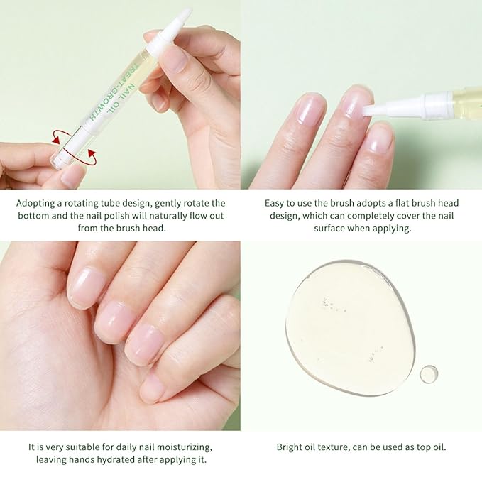 Cuticle Oil Pen for Nail, Natural Nail Strengthener & Growth Treatment, Nail Repair Oil for Damaged Nails, Promotes Nail Growth, Strengthens & Brightens Nails, Nail Care
