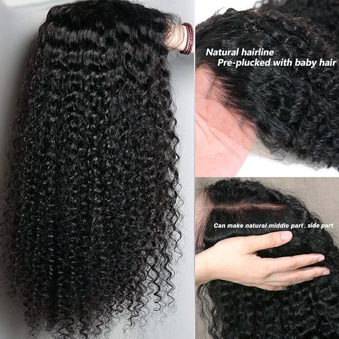 Kinky Curly Lace Front Wig Human Hair 13x4 Wear and Go Glueless Wigs Human Hair Pre Plucked with Baby Hair 22 Inch HD Deep Jerry Curly Wave Lace Frontal Wigs 150% Density Full and Thick