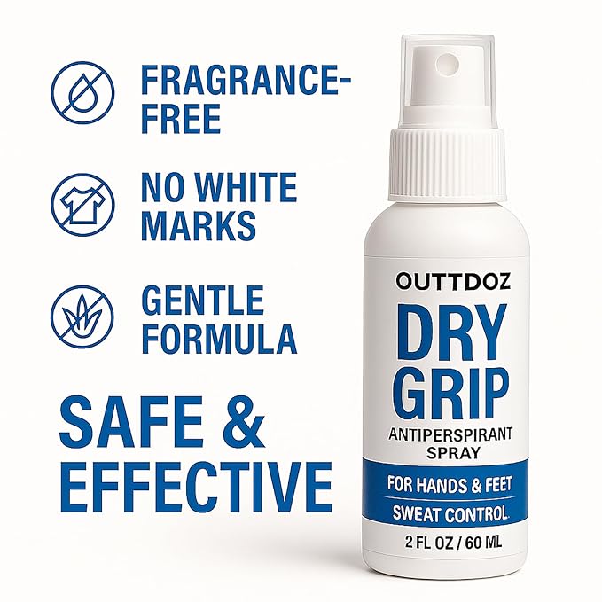 DryGrip Antiperspirant Spray for Hands and Feet – Extra Strength Sweat Control with 15% Aluminum Chloride – Grip Enhancer for Climbing, Gymnastics, Weightlifting, Dance and Sports