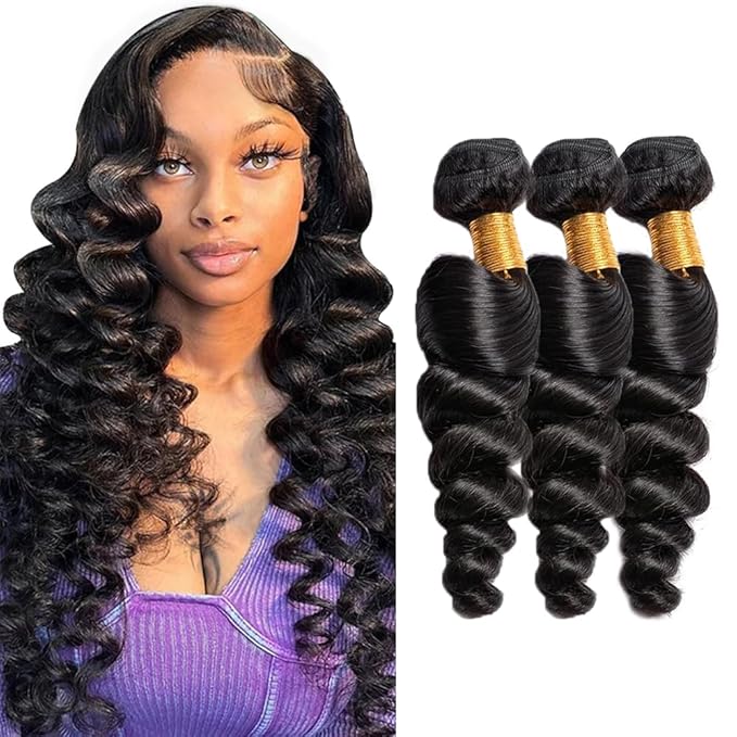 24 26 28 inch Human Hair Bundles Loose Wave Bundles Human Hair Loose Deep Wave Bundle Natural Black Color 150g