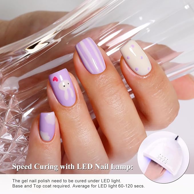 Imtiti Gel Nail Polish, 1Pcs Pastel Purple Soak Off UV LED Gel Polish, Long Lasting, Nail Art Manicure Salon DIY at Home for Spring and Summer (0.34 Fl Oz-965)