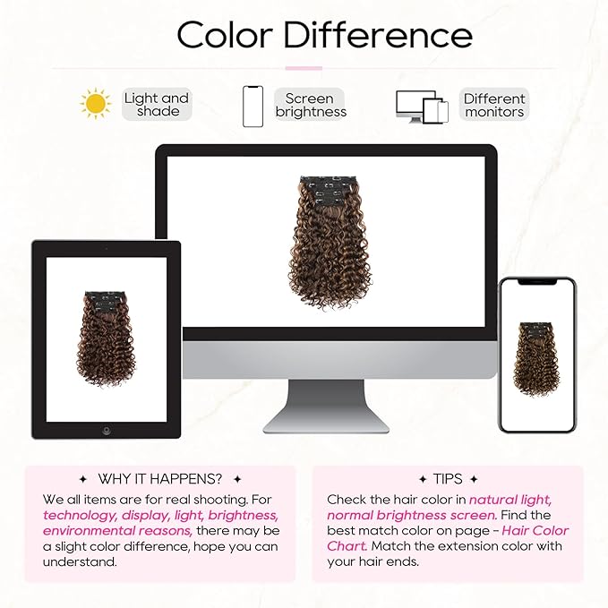 REECHO Curly Hair Extensions - 4PCS 14" GoGo Curly Clip in Hair Extensions 100% Super Protein Hairpieces with Invisible Lace Weft Silky Soft Natural Look - Chocolate Brown with Golden Highlights