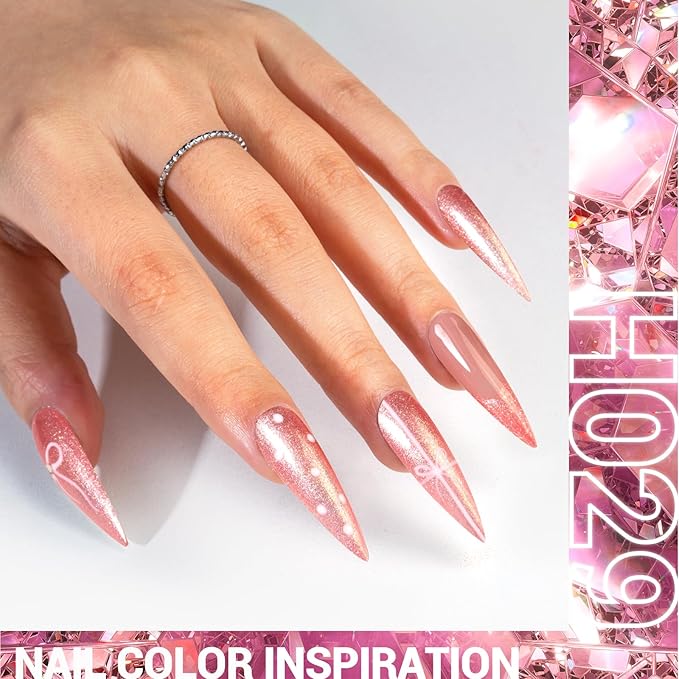 MelodySusie Sweet Pink Glitter Gel Nail Polish,0.5fl oz Soak Off UV LED Sparkle Pink Glitter Gel Polish Christmas Gift for Women Nail Art Manicure Salon DIY Nail Design Decoration at Home-A1617