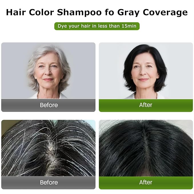 Limer Multi-Color Bubble Hair Dye Shampoo,Semi-Permanent Gray Coverage with 6-in-1 Herbal Ingredients,Root Touch-up,Ammonia-Free Formula for Women,Travel-Friendly 1oz x 10 Packs/Box (Chestnut Brown)