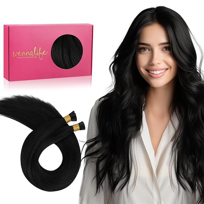 WENNALIFE I Tip Hair Extensions Real Human Hair, 100g 100s 22 Inch Jet Black Remy Itip Human Hair Extensions Invisible Itips Straight I Tips Cold Fusion Extensions