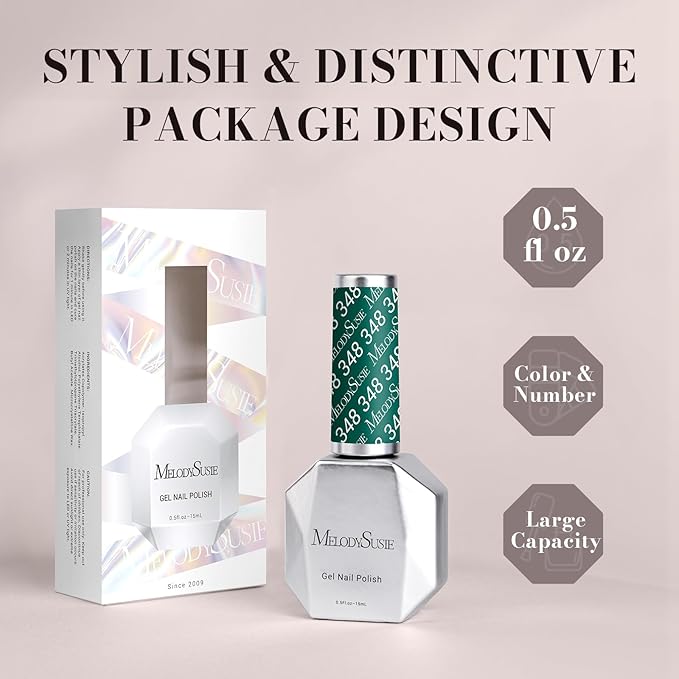 MelodySusie Dark Green Gel Nail Polish,Christmas Green Gel Polish Autumn Winter Color 348,Soak Off UV LED Nail Lamp Gift for Women Nail Art Manicure Salon DIY Nail Design at Home 0.5 Fl Oz-A2305
