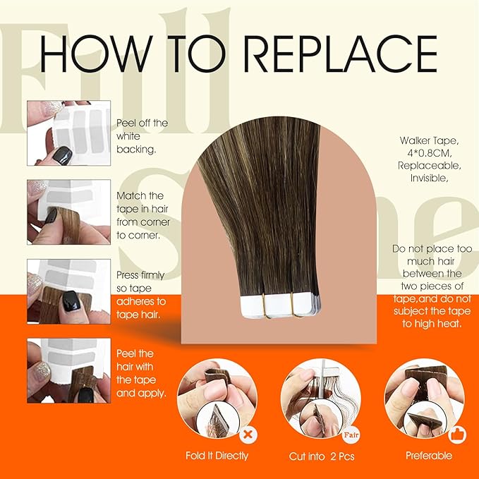Full Shine Invisible Tape in Extensions Human Hair Color 4/24/4 Medium Brown to Honey Blonde Hair Extensions Tape in 22Inch Remy Hair Extention 20Pcs Seamless Skin Weft 50G Add Length for Party