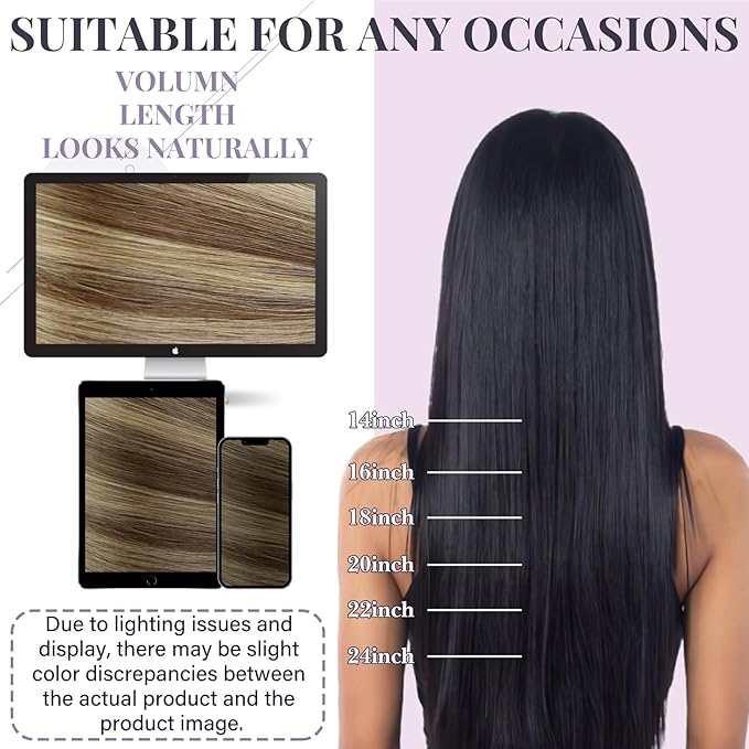 Fshine Balayage Sew in Hair Extensions 24 Inch Medium Brown Fading to Caramel Brown and Dark Brown Genius Weft Soft Straight Hand Tied Genius Weft Remy Hair Extensions 60g