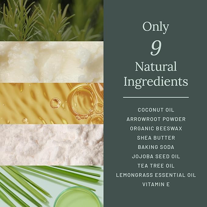 Aluminum Free Deodorant for Women & Men – Clean, Plant-Based, & Premium Formula with Tea Tree and Essential Oils - Non toxic, Fragrance Free Natural Deodorant for Sensitive Skin - Lemongrass (1 Pack)
