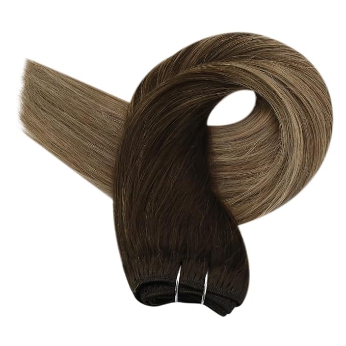Full Shine Weft Hair Extensions Human Hair Sew In Extensions Remy Straight Hair For Women Balayage Hair Extensions Sew In 14 Inch 100G