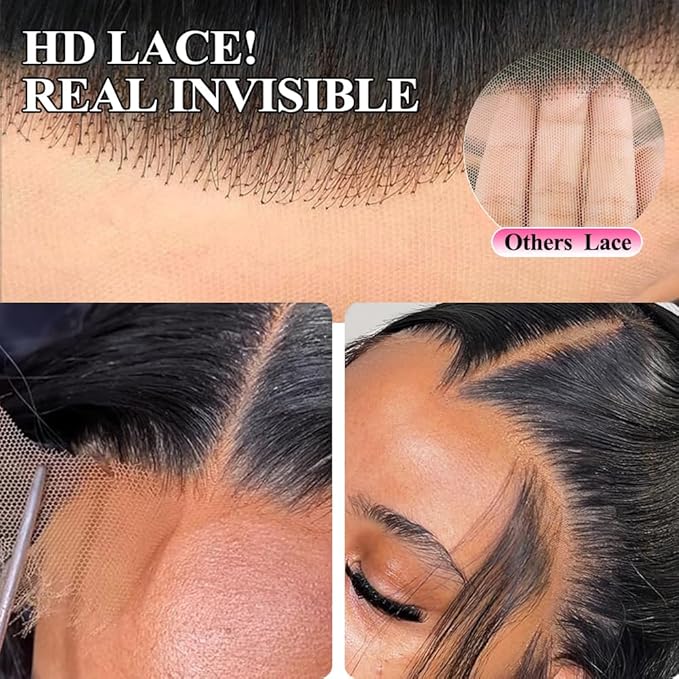 Human Hair Wig Body Wave Lace Front Wigs 180% Density 13x4 Pre Plucked Natural Hairline with Baby Hair HD Frontal Lace Wig For Women 18 inch