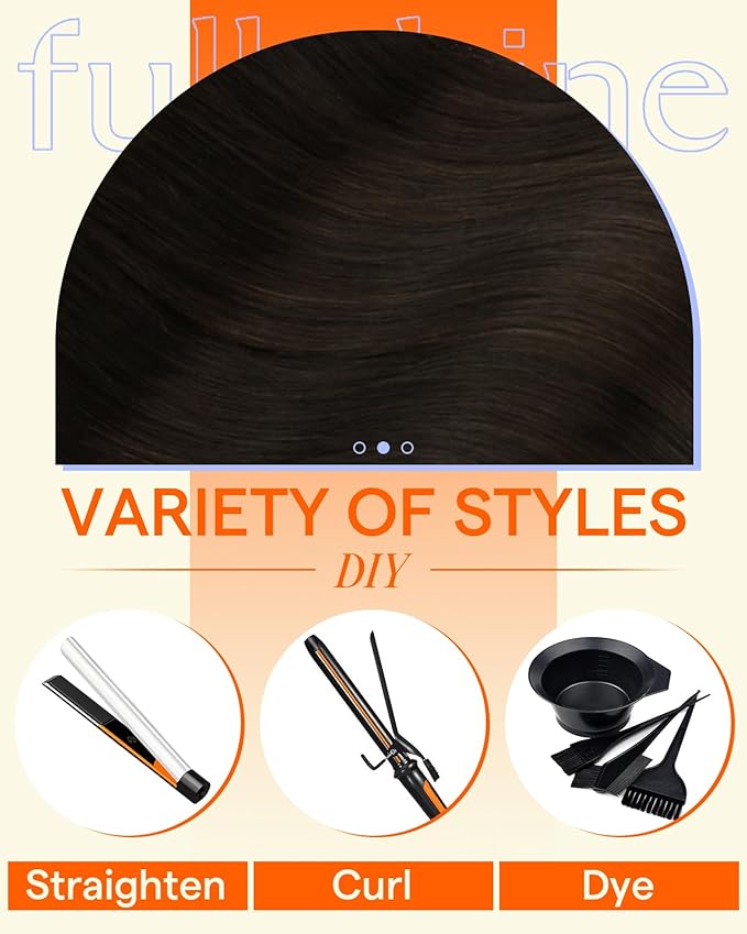 Full Shine Injected Seamless PU Clip in Hair Extensions Real Human Hair Brown 18 Inch Invisi Edge Hair Extension Seamless Clip ins for Women 120 G 6 PCS