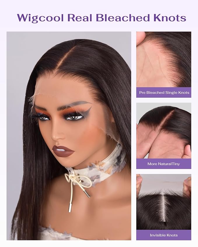 SKINLIKE Real HD Lace Wig 13x6 Full Frontal HD Lace Front Wigs Human Hair Pre Plucked Bleached Knots 180% Density 0.10mm Ultra-thin Invisible Lace Straight Human Hair Wigs For Women 30 Inch