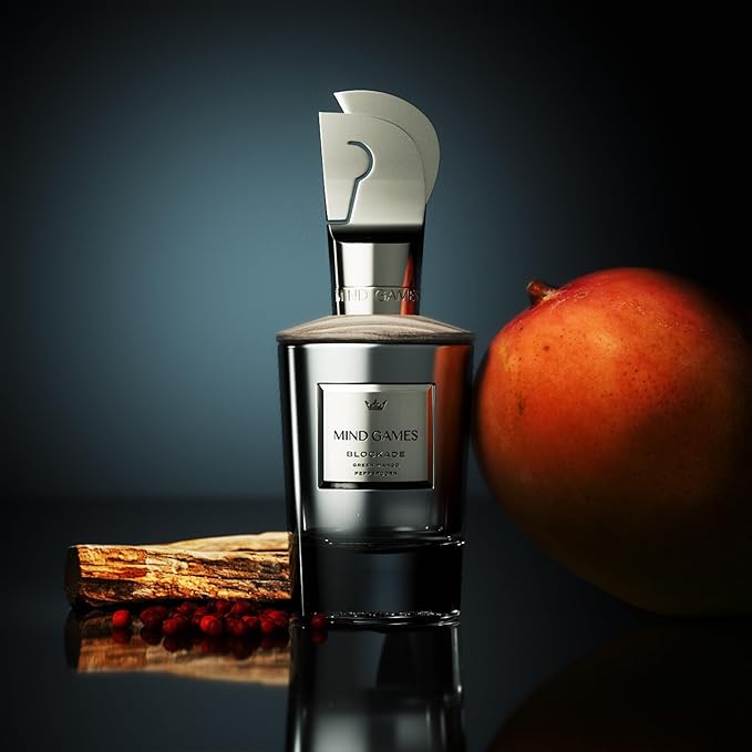 MIND GAMES Blockade - Luxury Perfume with Notes of Pink Pepper, Lavender, Patchouli & Ambrostar - Elegant Extrait de Parfum for Women & Men - Woody & Fruity Perfume - 100 mL/3.4 oz