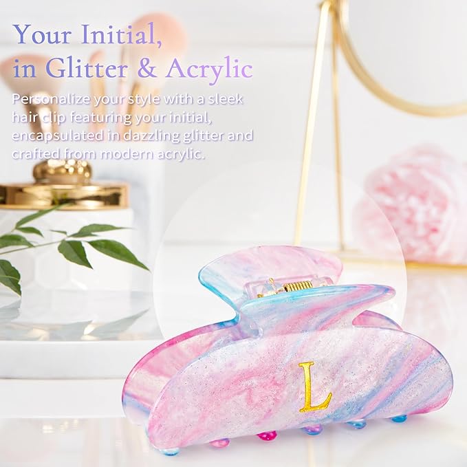 Christmas Gifts for Women Teen Girls - Stocking Stuffers Cute Hair Clips Initial Claw | Birthday Gifts | Bridesmaid Gift | Preppy Trendy Stuff Personalized Hair Claws Accessories - Lavender,A