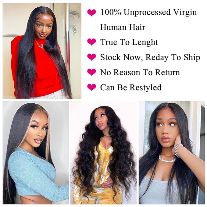 Kerriana Bundles Human Hair 4 Bundles 18 20 22 24 Inch Straight, Brazilian 100% Unprocessed Virgin Sew In Hair Bundles Human Hair For Black Women Natural Black Color