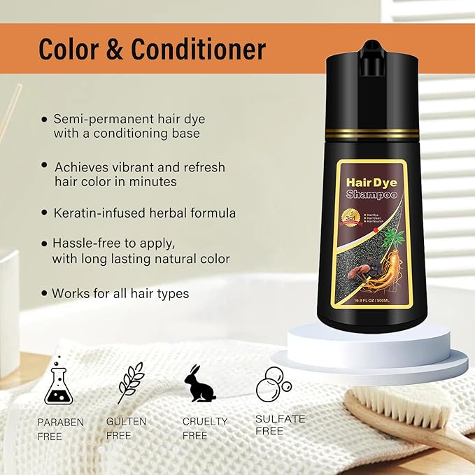 Blonde Brown Hair Dye Shampoo, Semi-Permanent Brown Hair Dye, Works in Minutes, Instant Hair Color Shampoo for Women Men, Champu para Pintar el Cabello, Champu Para Canas, Blonde Dye 16.90 Fl Oz