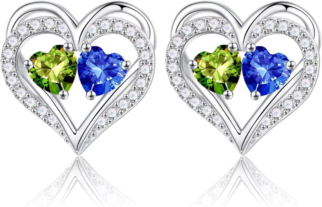 Iefil Christmas Gifts for Women Wife - 925 Sterling Silver Birthstone Earrings, Anniversary Birthday Gifts for Women Wife Girlfriend Mom