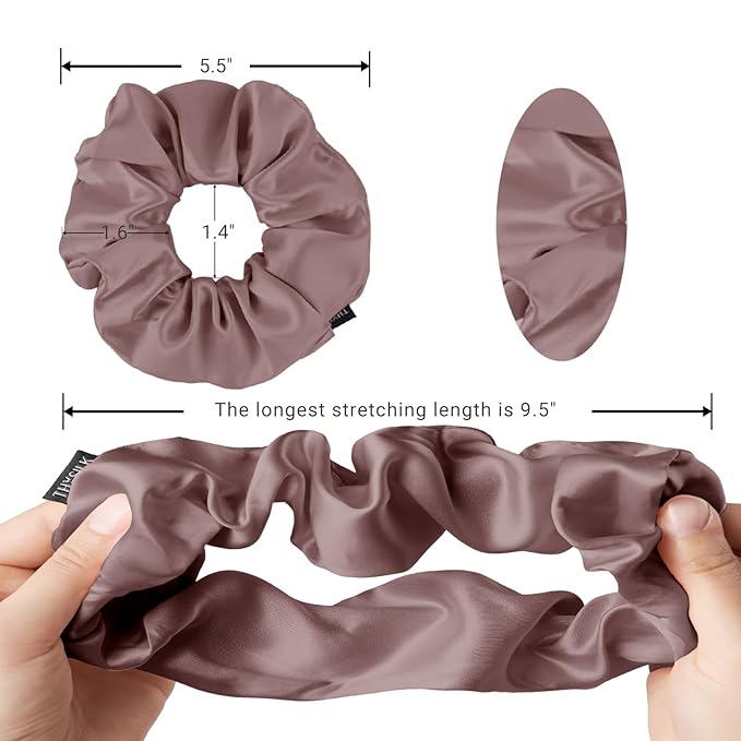 THXSILK Women's 100% Pure Mulberry Silk Hair Scrunchie, Free Size, Purple