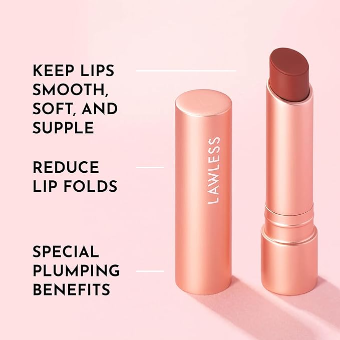 LAWLESS Women's Forget the Filler Lip Plumping Line Smoothing Tinted Balm, Sugarplum, Pink, 0.09 Ounce