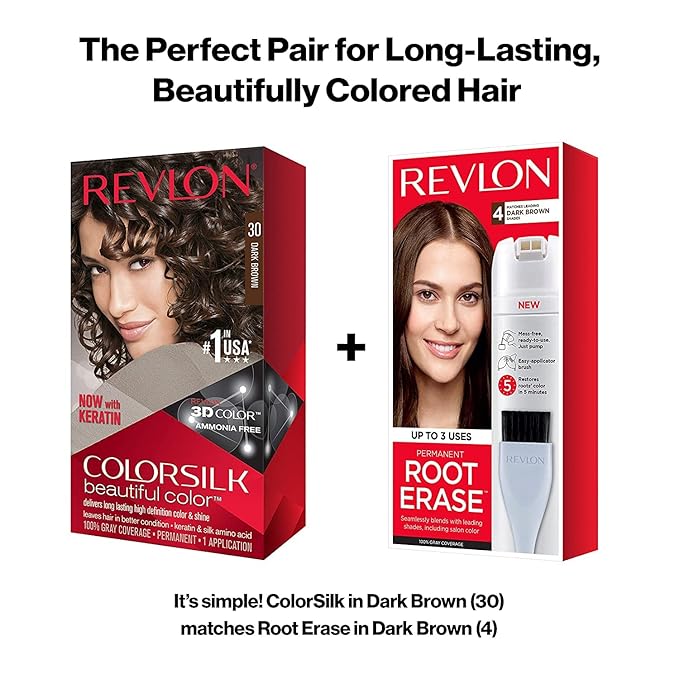 Revlon ColorSilk Hair Color, 30 Dark Brown 1 ea (Pack of 2)