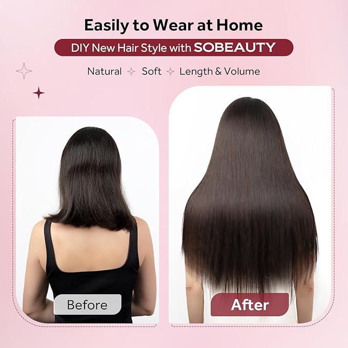 Clip in Hair Extensions Real Human Hair Dark Brown Seamless Clip In 100% Remy Hair Extensions PU Skin Weft Add Volume Thick&Invisible #2 18Inch 120G 8PCS