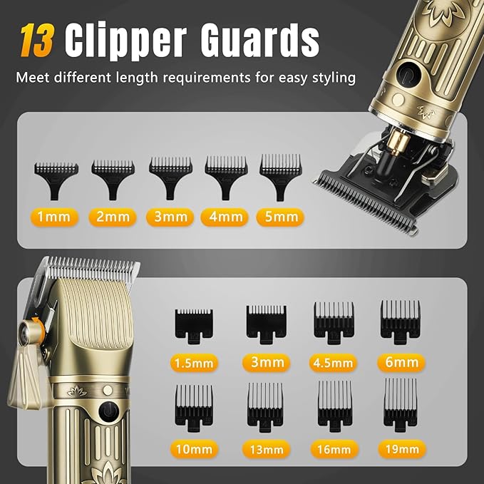 Hair Clippers for Men Professional, T-Blade Barber Clippers and Trimmer Set, 4 in 1 Mens Cordless Hair Clipper for Barber Kit, Foil Thaver and Nose Trimmer for Men with LED Display