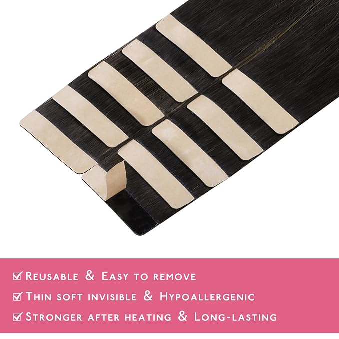 WENNALIFE Tape in Hair Extensions Human Hair Balayage Natural Black to Chestnut Brown Tape in Extensions, 10pcs 30g 20 inch Remy Invisible Tape Ins Straight Soft Real Human Hair Tape in Extensions