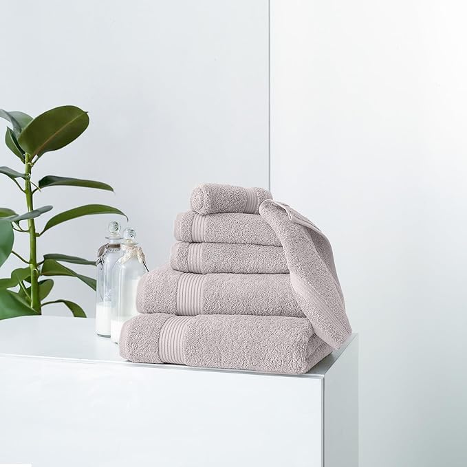Classic Turkish Towels CTT - Luxury 6 Piece Towel Set, 100% Turkish Cotton, Quick Drying, Highly Absorbent & Comfy, Includes 2 Bath Towels, 2 Hand Towels & 2 Washcloths | (Light Grey)