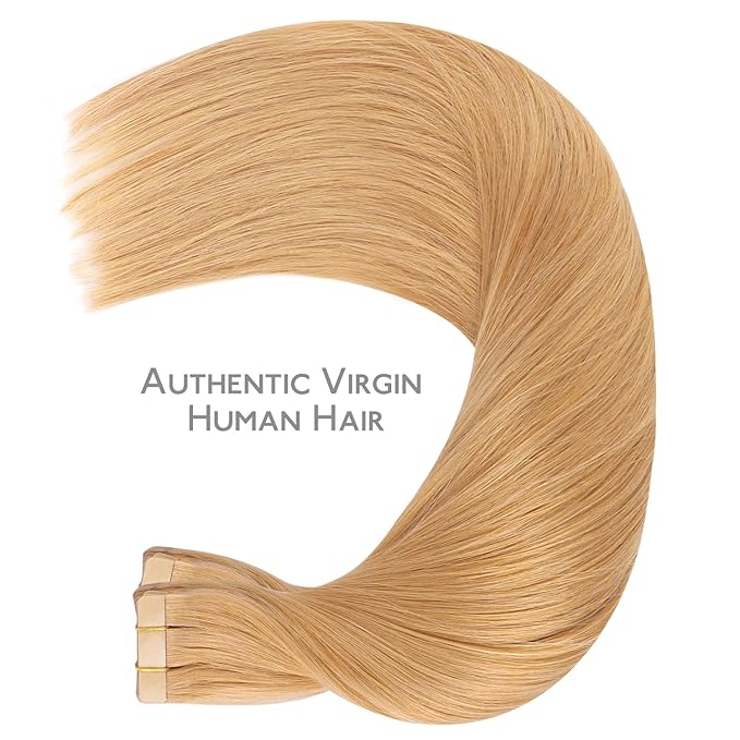 WENNALIFE Tape in Hair Extensions Human Hair, 40pcs 100g 16 inch Strawberry Blonde Hair Extensions Real Human Hair Straight Tape in Extensions Invisible Human Hair Extensions Reusable Real Hair