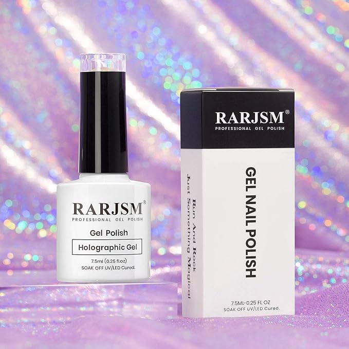 RARJSM Holographic Nail Polish Rose Gold Gel NailPolish with Mermaid Unicorn Effect Glitter Gel Nail Polish RAR73 Suitable for Spring Summer