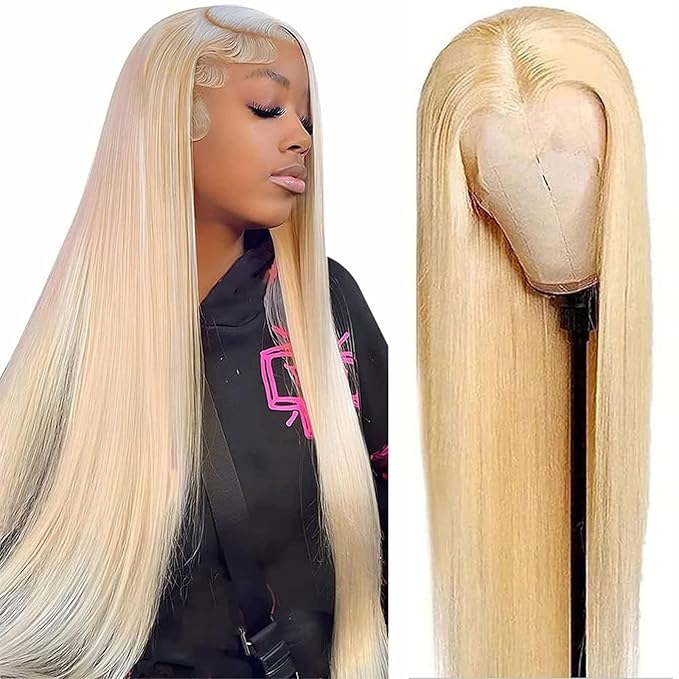 13x6 Blonde Wig Human Hair 250% Density 613 Lace Front Wig Human Hair 28 Inch Straight Blonde lace front wig human hair 13x6 Lace Front Wigs Human Hair Natural Hairline