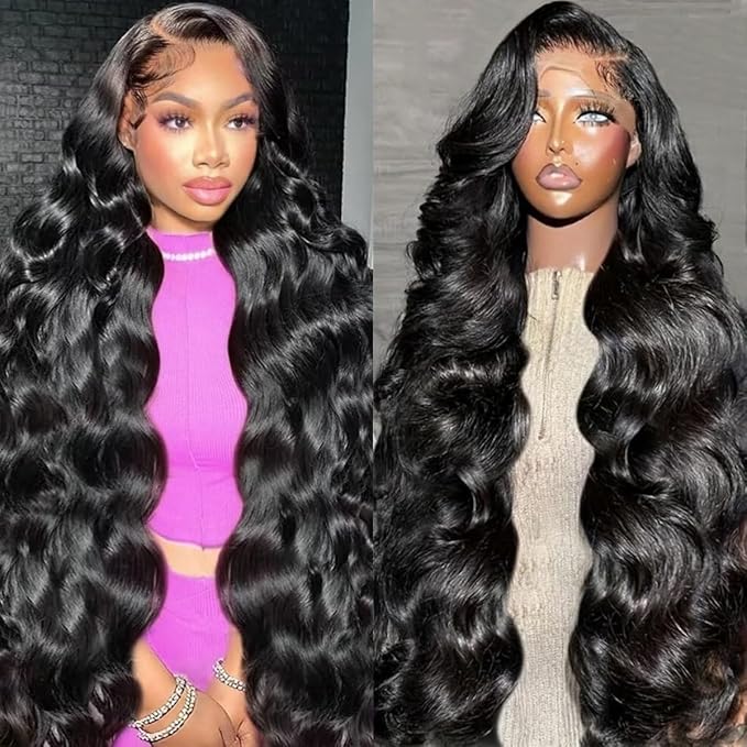 13x6 Body Wave Lace Front Wigs Human Hair 26 inch Pre Plucked HD Transparent Lace Frontal Wigs Human Hair 200 Density Glueless Brazilian Virgin Human Wigs with Baby Hair for Women