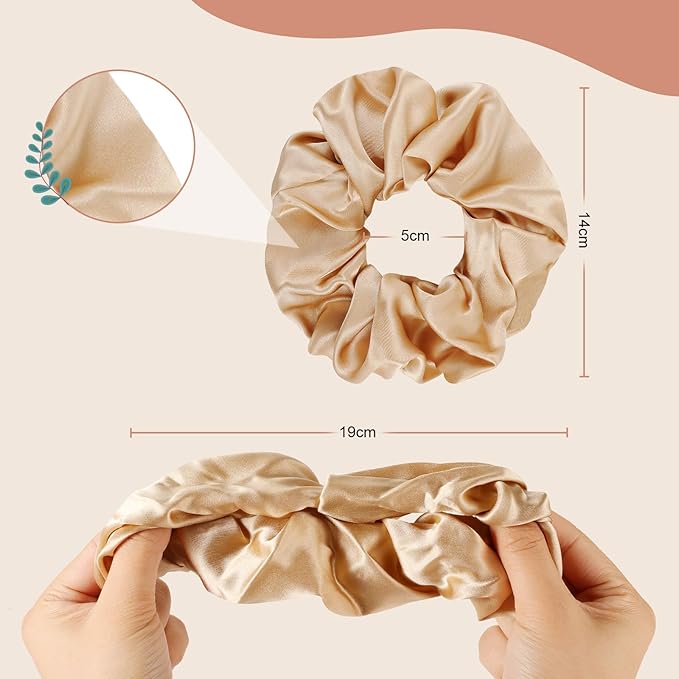 Silk Hair Scrunchies - 100% Mulberry Silk hair ties Elastic Satin Ponytail Holders No Damage Thick/Thin Hair Accessories for Women and Girls（Big/midlle/SMALL）