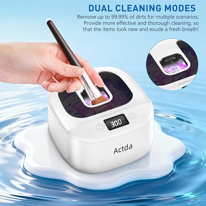 Wireless Ultrasonic Retainer Cleaner,Sonic Dental Cleaning Machine,Dental Cleaning Pod Night Guard Cleaner for Dentures, Retainers,Aligner, Mouth Guards, Jewelry Clean, Type-C Charge, 2600MAh