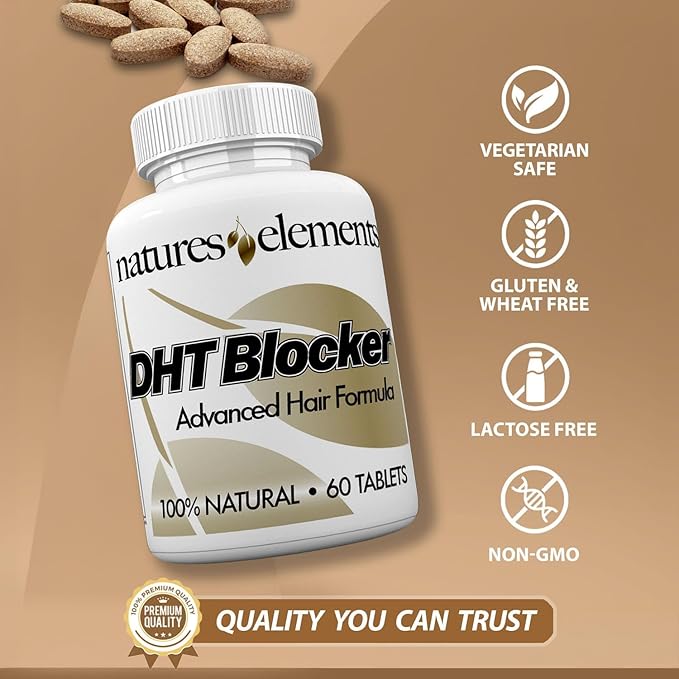 DHT Blocker – Herbal Formula with Saw Palmetto, Fo-Ti & Beta-Sitosterol – Supports Hair Regrowth & Gray Hair Reversal – Non-GMO, Vegetarian - 60 Tablets - Pack of 3