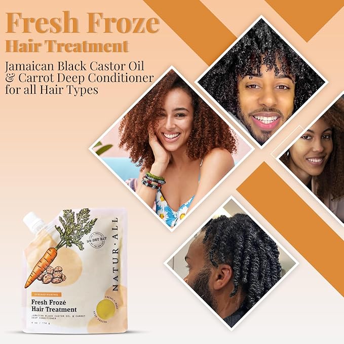 NaturAll 4 Oz. Hair Mask for Damaged Hair and Growth - Ice Cream Treatment Conditioner for All Hair Types (Jamaican Black Castor Oil & Carrot) for Men & Women